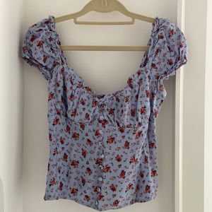 Reformation Petunia Blue Floral Top